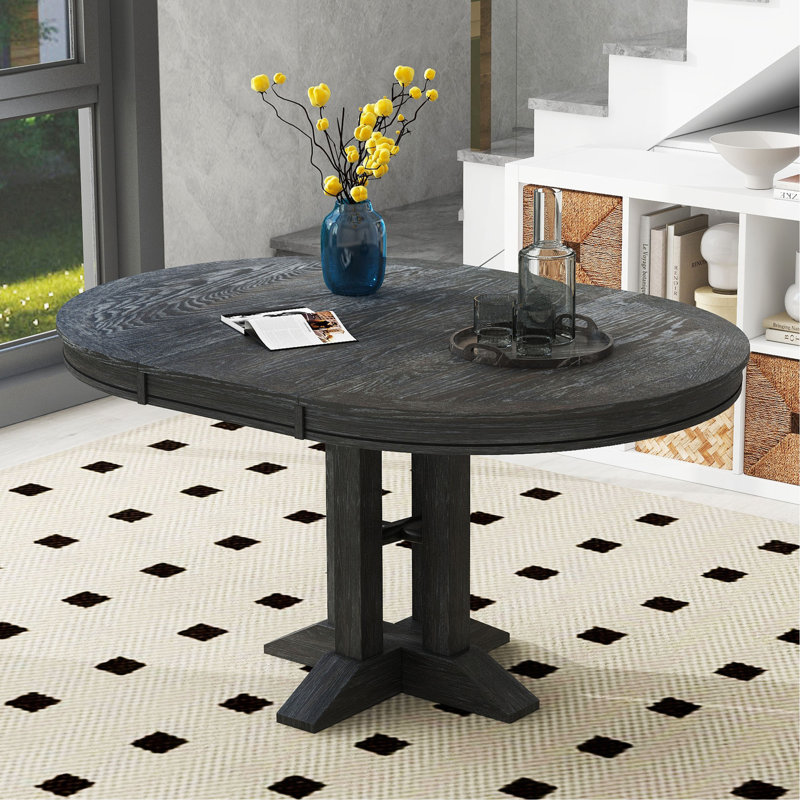 Table ronde extensible pour table de salle à manger Farmhouse, Noir