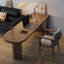 Bureau brun en bois massif en forme de U-108647943