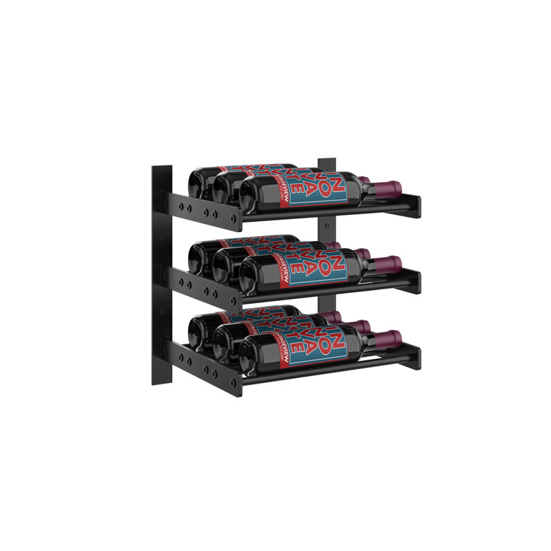 Abbie-Marie 6 Bottle Wall Mounted Wine Bottle Rack, Matte Black, 15" H x 14.75" W x 8.25" D