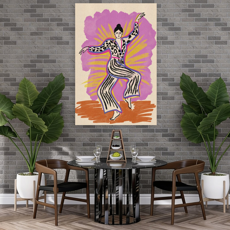 Expressive Fashion Dance Abstract Bold Colorful Wall Art Print by Nicholas - Wrapped Canvas Print, 152.4cm H x 101.6cm W