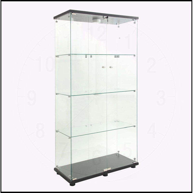 Vitrine en verre verrouillable polyvalente pour diverses pièces, élégante et fonctionnelle, Noir, noir, noir, noir