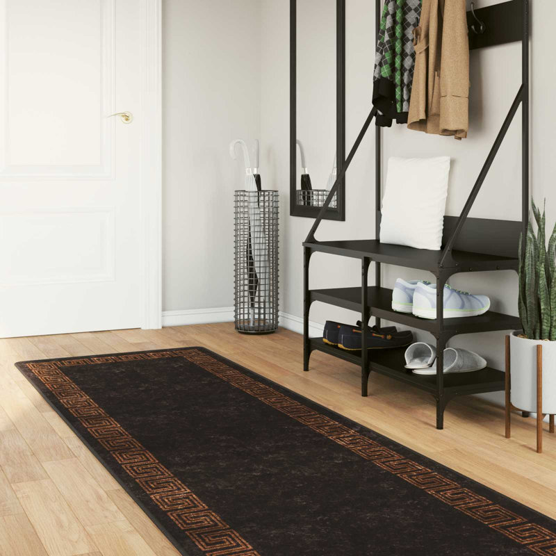 Area Rug, Black, Runner 80cm x 450cm