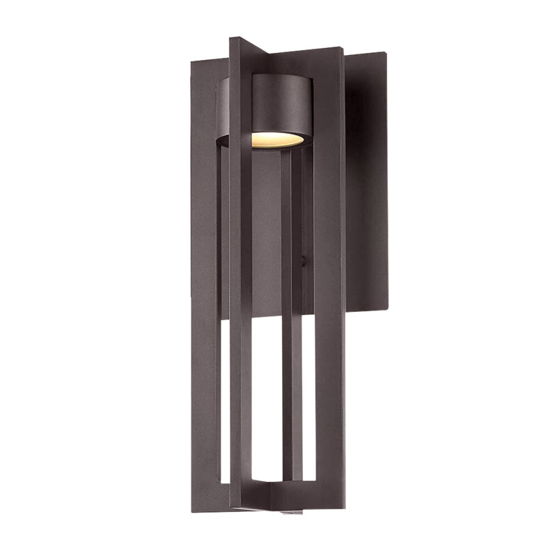 Chamber LED Outdoor Armed Sconce, Bronze, 16" H x 7" W x 8" D