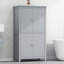 Armoire de rangement élégante pour salle de bain, unité de rangement pour salle de bain, armoire autoportante avec 4 portes, tablettes réglables, tablettes adaptables-77071477