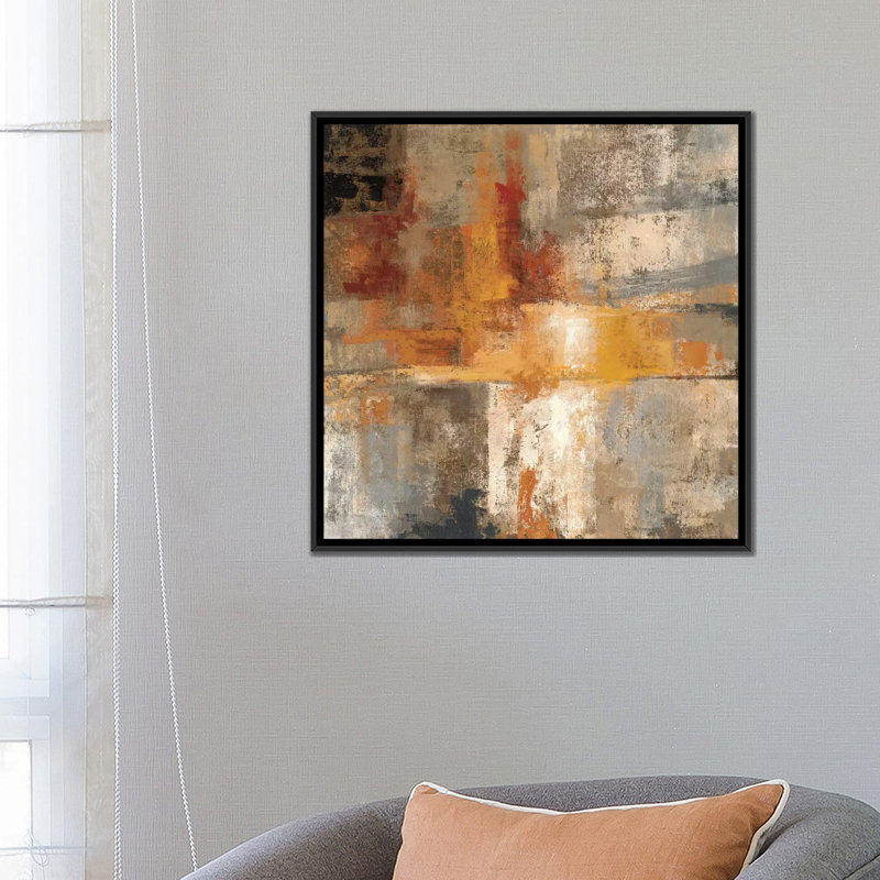 «Silver and Amber Crop», reproduction d'art sur toile tendue, H 26 po x l 26 po x P 1,5 po, Toile avec cadre noir