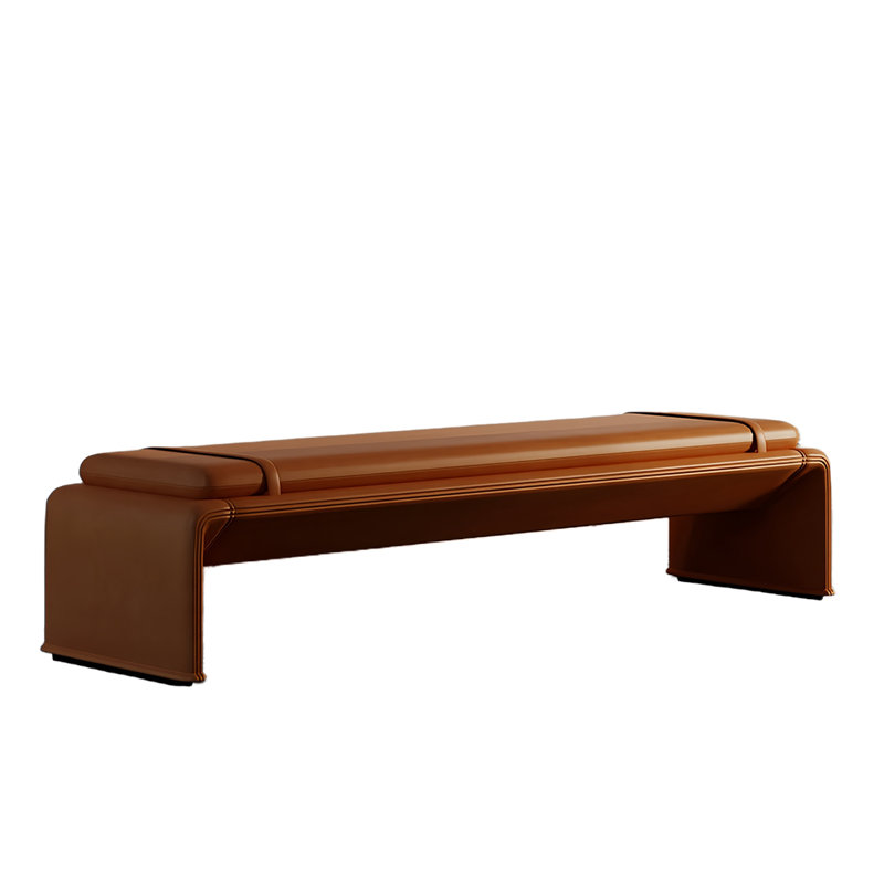 Lauriann Leather Match Upholstered Bench, Orange