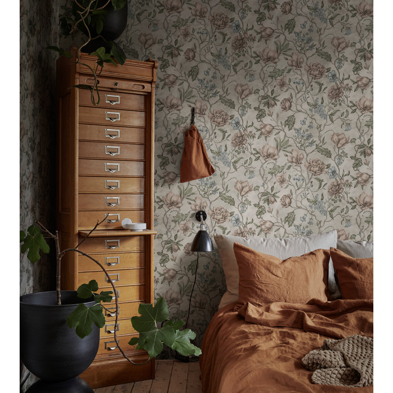 Kolonin Floral Wallpaper Roll, Gray