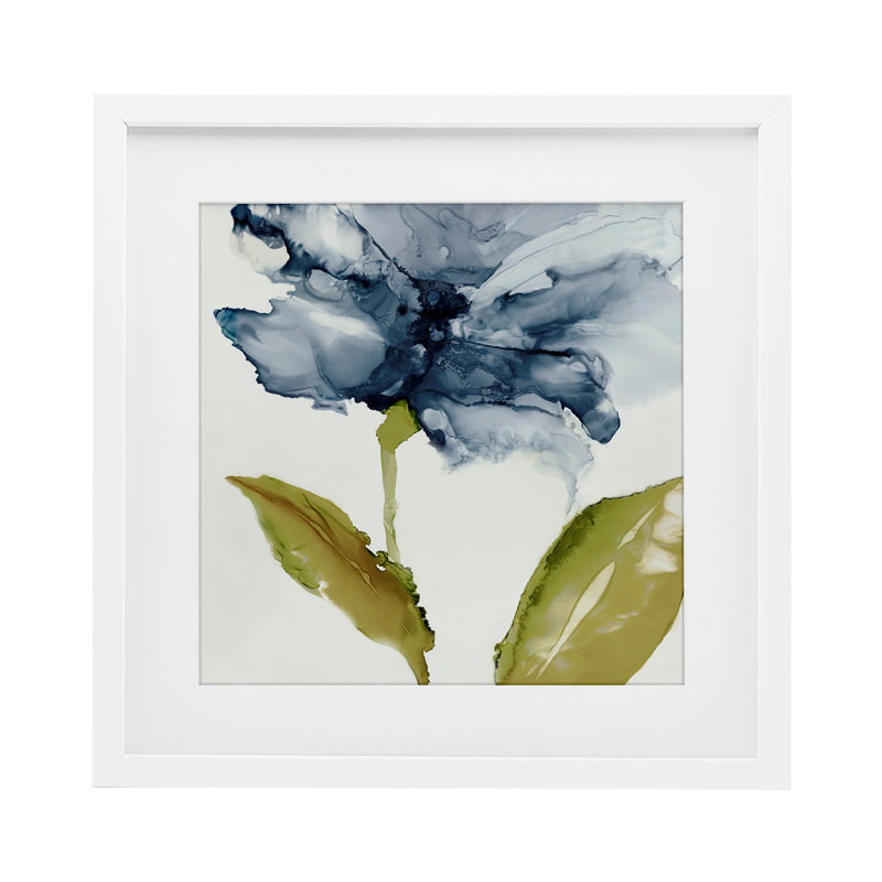«Fluid Flower Abstraction», reproduction encadrée sous verre, conception de Jacob Q, H 13 po x l 13 po, Cadre blanc côtier
