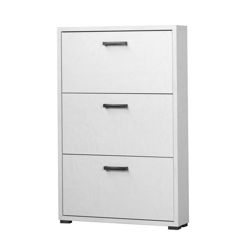 9 Pair Flip Down Shoe Storage, White Concrete