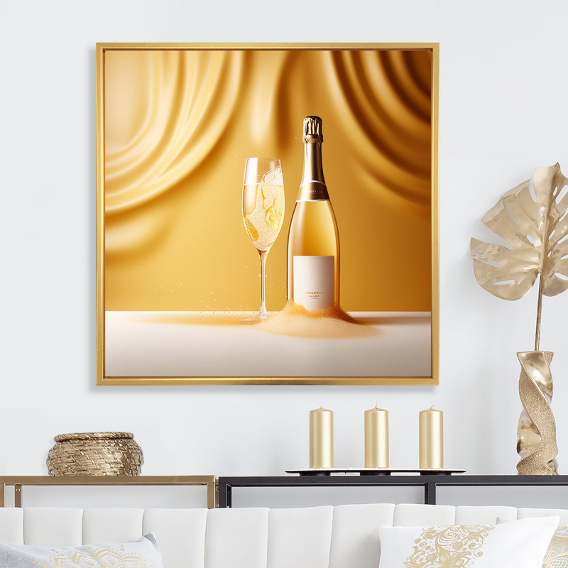 Impression sur toile Chardonnay Wine Charm - Wine & Champagne, H 36 po x l 36 po x P 1,5 po, Cadre flottant doré