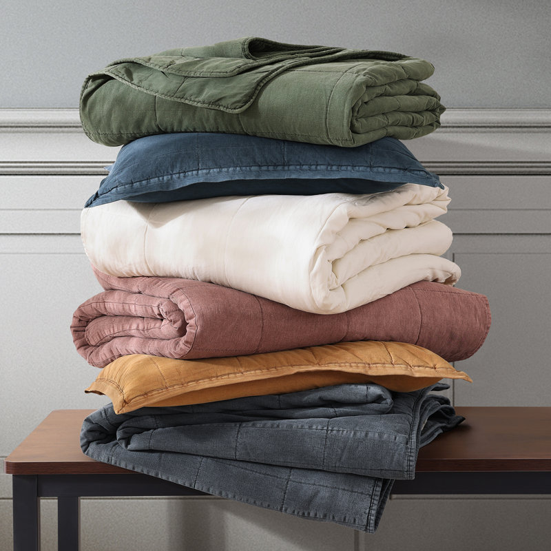  Stonewashed Cotton Canvas Solid Color Timeless Basic Rustic Chic Coverlet, Sarsaparilla, Twin