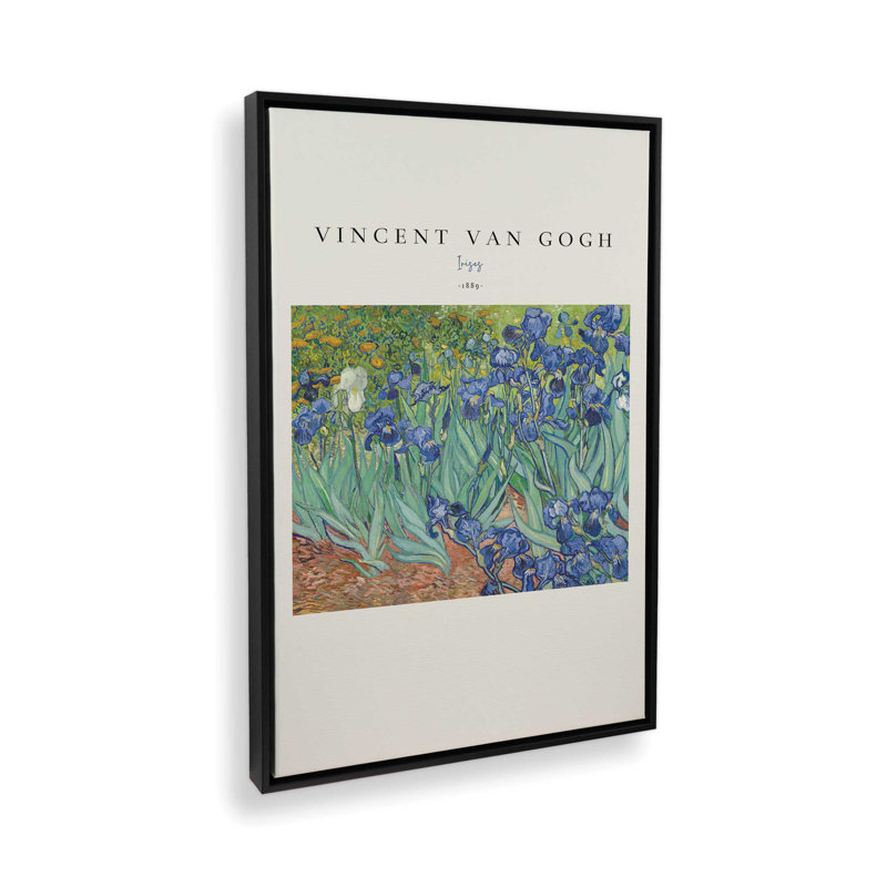 Van Gogh's Irises v2, Cadre flottant noir satiné, H 12,75 po x l 8,75 po