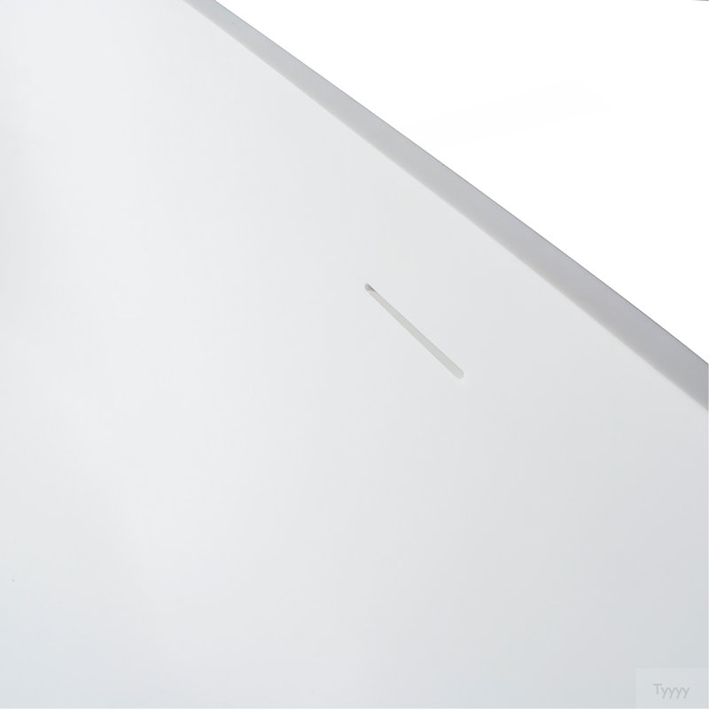 69 Inch Solid Surface Soaking Bathtub - Deep Soak Freestanding Tub, Matte White