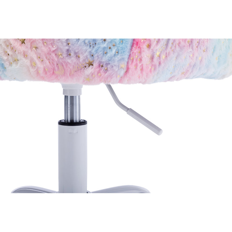 Caraballo Kids 19.5'' Adjustable Height Desk Or Activity Chair Chair and Ottoman, Deep Rainbow Faux Fur