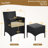  3-Piece Rattan Furniture Set with Tempered-glass Top Table and 2 Cushioned Chairs-667647944-667647947