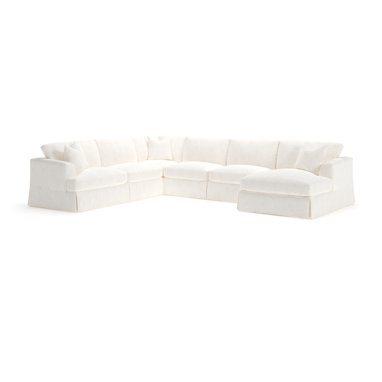 Lucia Upholstered Chaise U-Sectional, Right Hand Facing, Bevin Natural Linen Blend