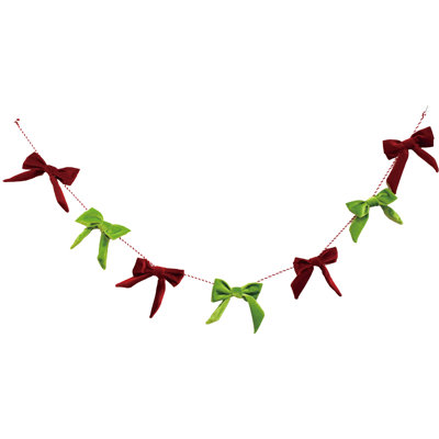 Festive Plush Red and Green Bow Banner for Christmas Indoor Decoration - Multicolored Polyester Banners and Garlands Perfect for Gift Giving and Hostess Gifts - Cheerful Holiday Wall Decor
