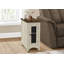 Table d'appoint ou de chevet transitionnelle avec rangement, placage blanc antique et brun transitionnel | Idée de cadeau-904401396