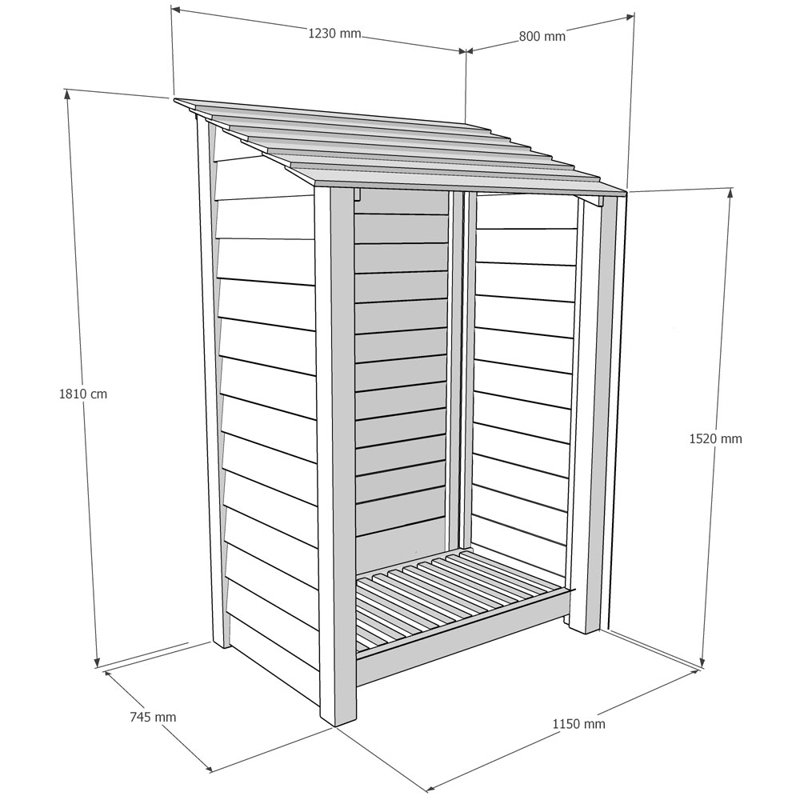 123cm W x 80cm D Solid Wood Log Store, Rustic Brown
