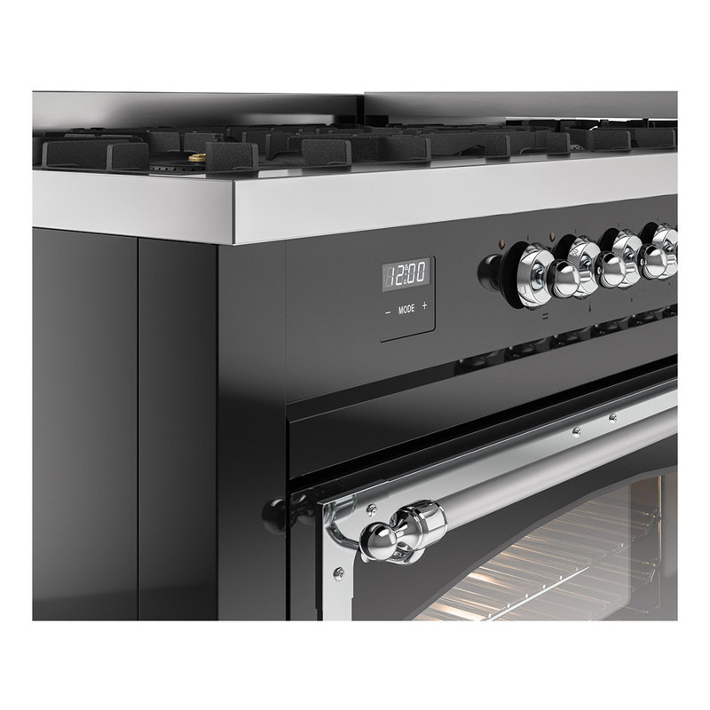 Cuisinière à double combustible ILVE Nostalgie II Series 60 po avec 9 brûleurs scellés, plaque de cuisson (propane liquide, porte vitrée)