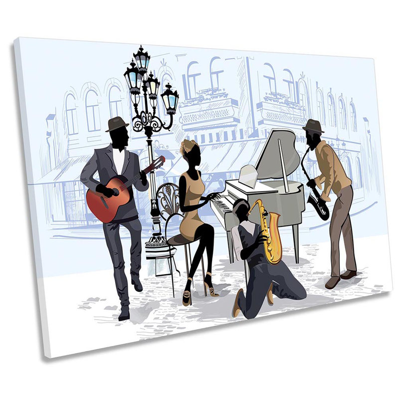 Jazz Band Music Street - Wrapped Canvas Painting, 40.6cm H x 61cm W