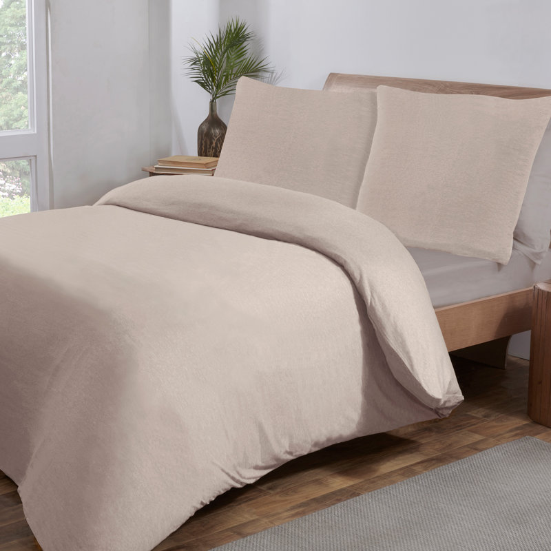 Atvars Striped Duvet Cover Set with Pillowcases, Double - 2 Pillowcases (80 x 80 cm), Beige