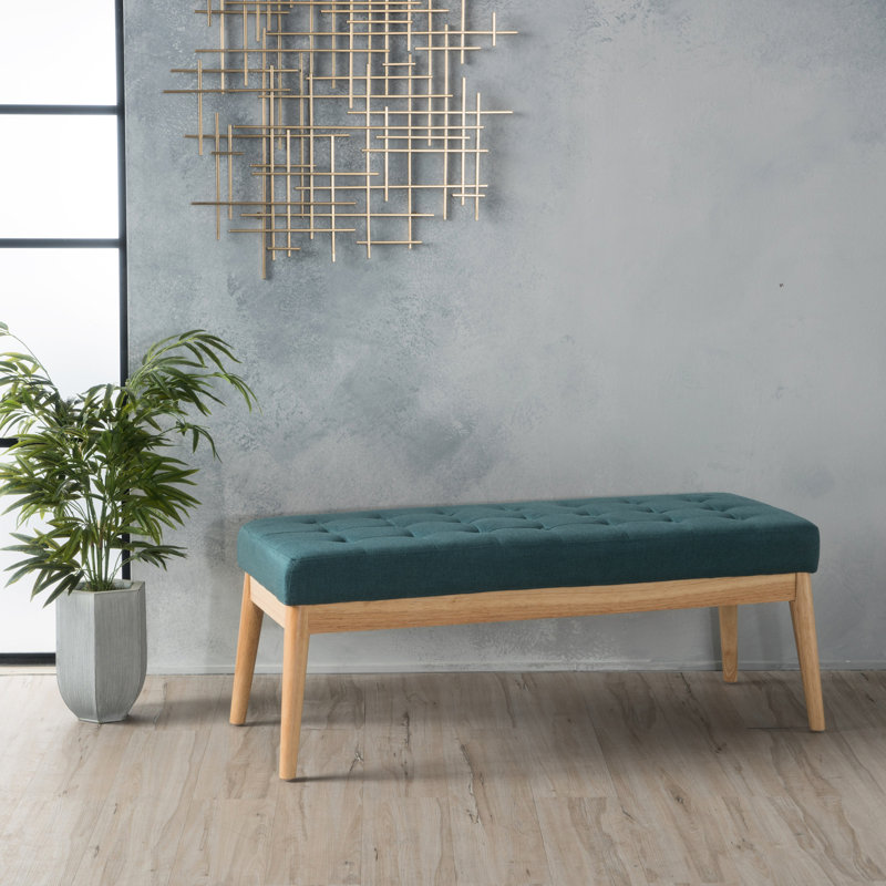 Style Mid-Century élégant en sarcelle, revêtu de tissu et de pieds en bouleau