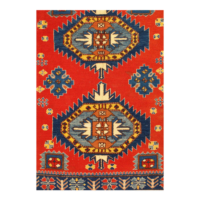 Turkish Wool Southwestern Area Rug in Red