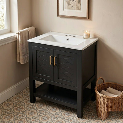 Freestanding Standard Free Standing Single Double Single Vanity Bathroom Vanity With Ceramic Top