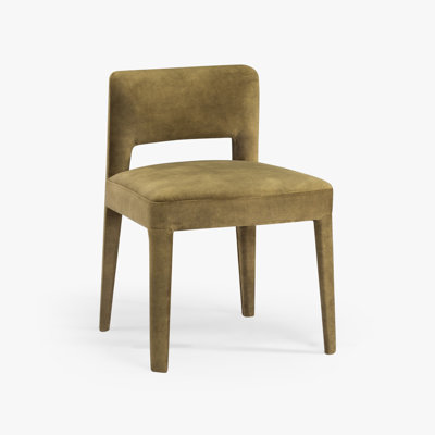 Chaise d'appoint rembourrée galloise, piètement luge, structure en bois d'hévéa, velours vert, sans accoudoirs