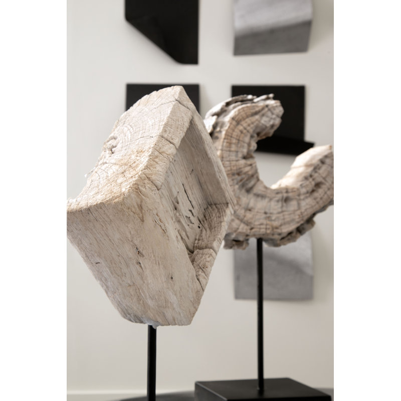 Eroded Wood Circle Sculpture on Stand