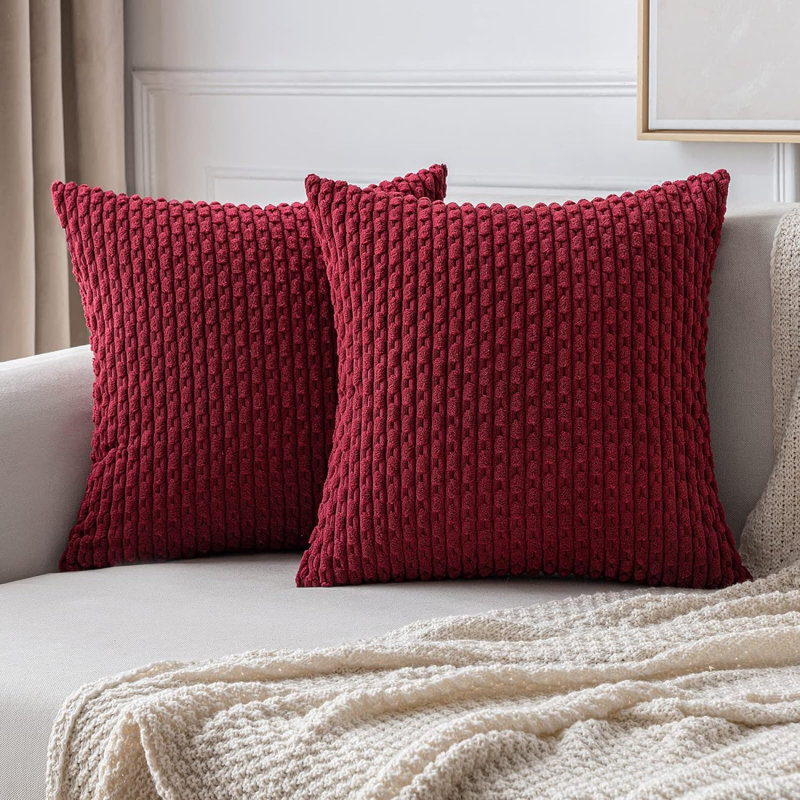 Cozy Throw Pillow Cover 2pcs, Square 24", Red