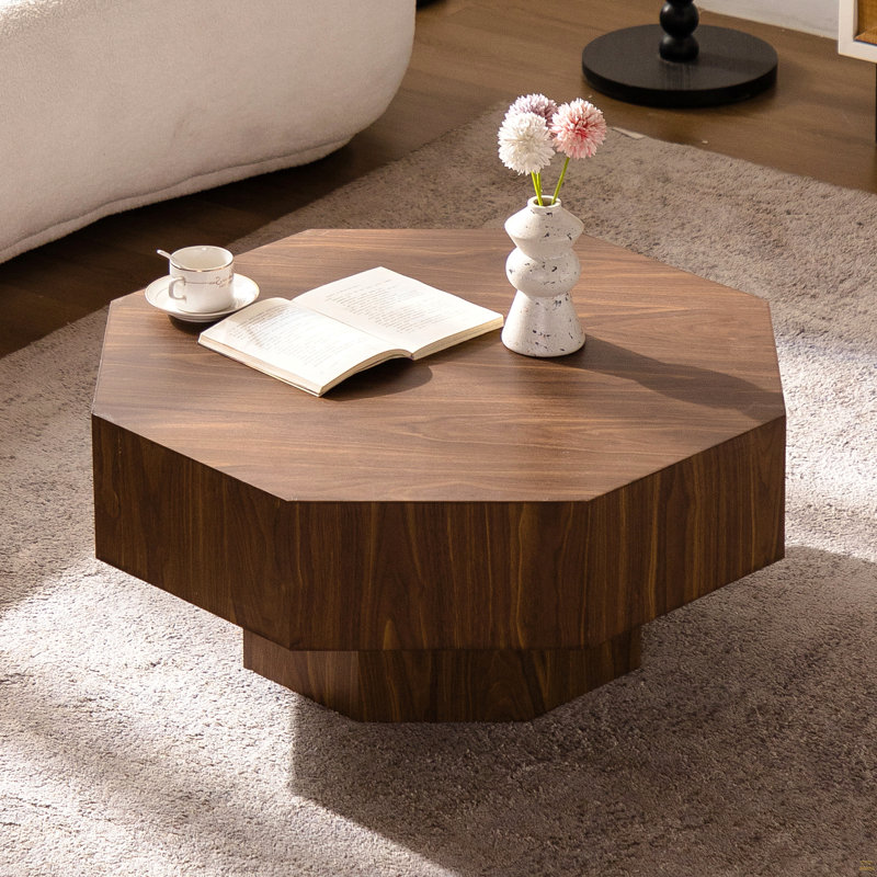 Table basse 30,51 pouces en bois de forme octogonale pour le salon