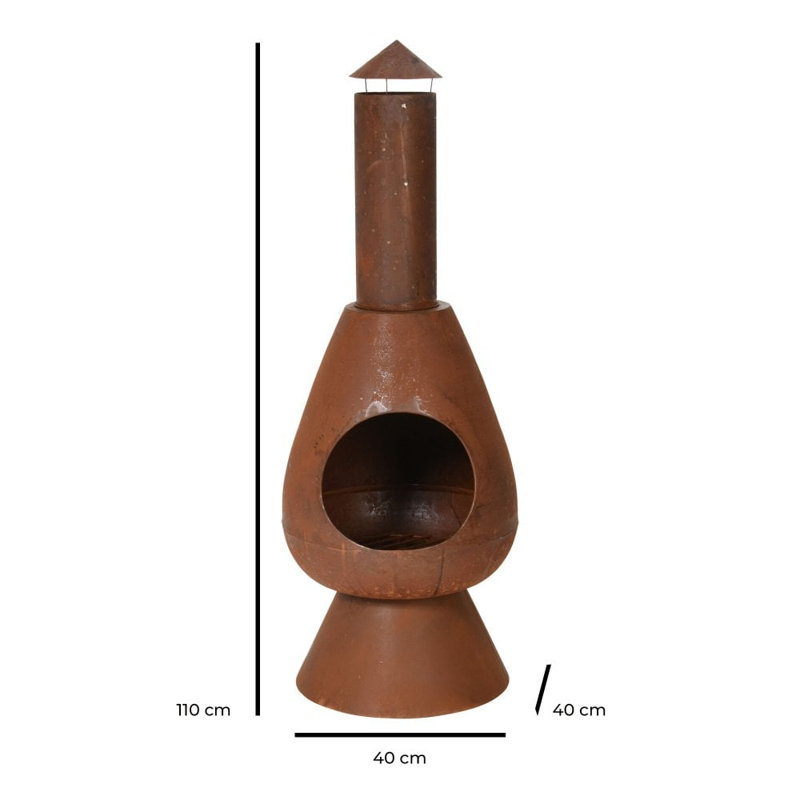 Oval Steel Wood Burning Smokeless Chimnea, Brown
