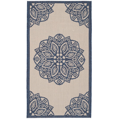Arneshia Beige/Navy Indoor/Outdoor Area Rug
