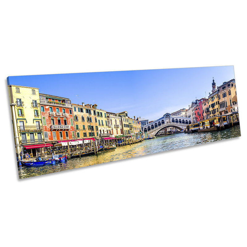 Rialto Bridge Venice Italy Panoramic - Wrapped Canvas Panoramic Art Prints, 60.96cm H x 182.88cm W
