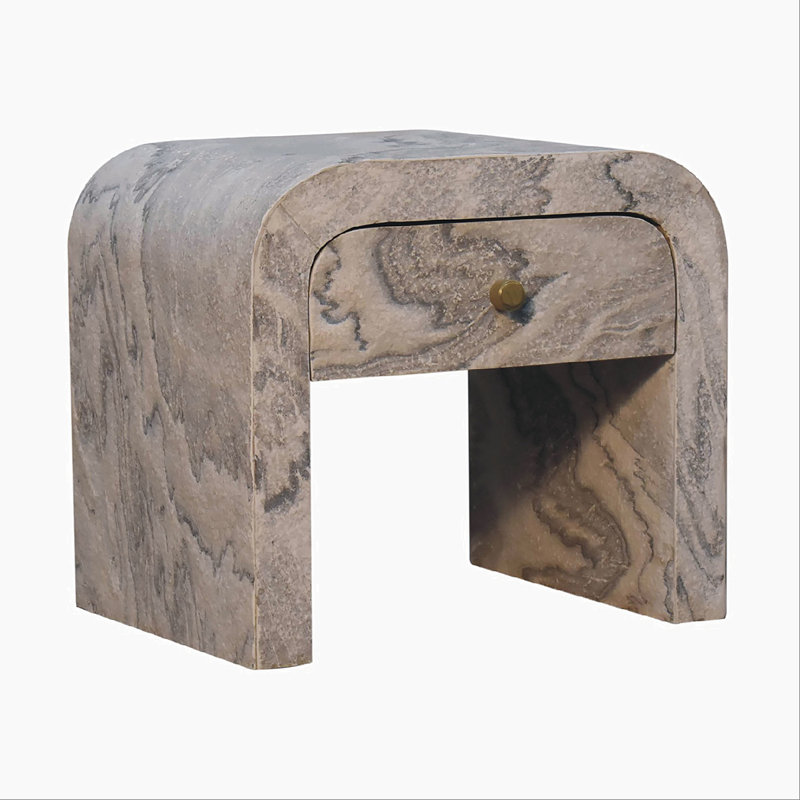 Table de chevet Nouveau, 1 tiroir, marbre
