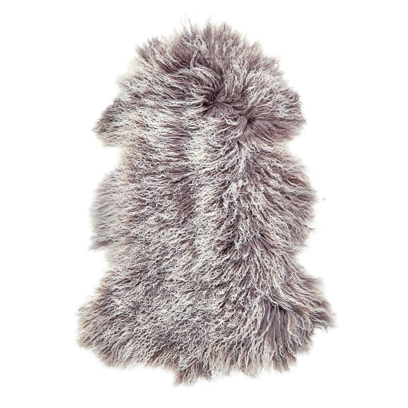 Tapis gris et blanc agneau mongol