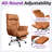 Wide Seat Leather Office Chair with Footrest - Reclines, Adjustable Arms, Supports Cross-Legged Sitting, 500lb Weight Capacity-435720036