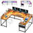 79" U-Shaped Computer Desk, Power Outlets & LED Lights with Monitor Stand for Home Office-391124944