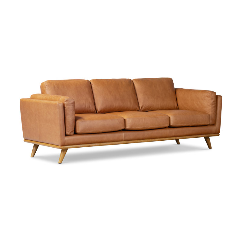 Cadiz 90.5'' Full-Grain Genuine Leather Sofa