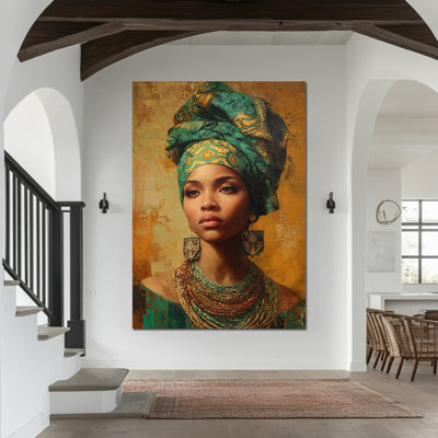 Large African  Portrait Wall Art - Elegant Canvas Pictures Wall Decor for Living Room, African Art Painting for Bedroom Wall Decoration, Wrapped Canvas Pine Frame