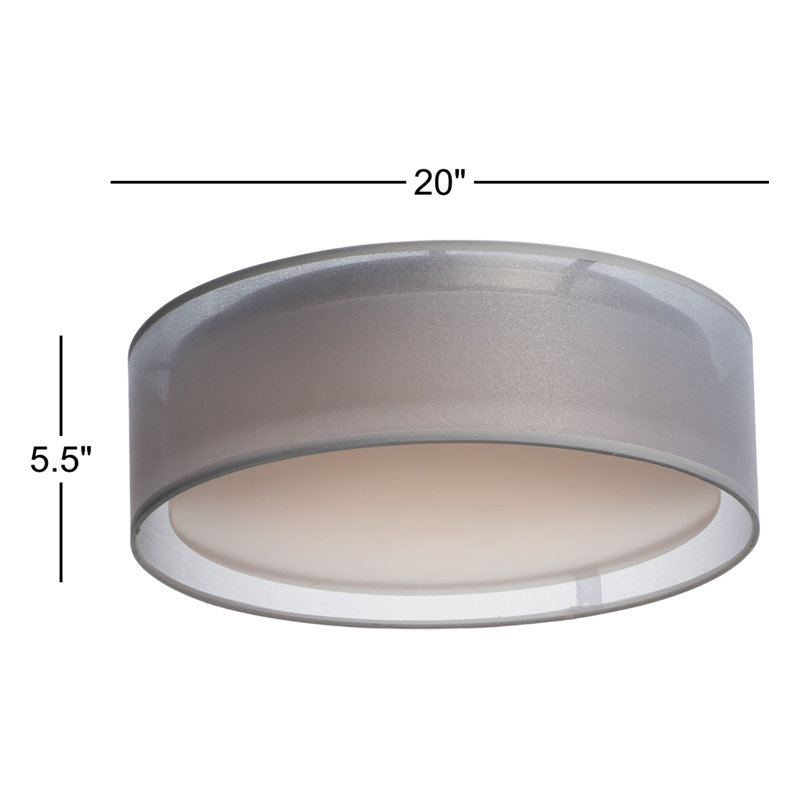 Jessalyn LED Flush Mount, 5.5" H x 20" W x 20" D, White Organza