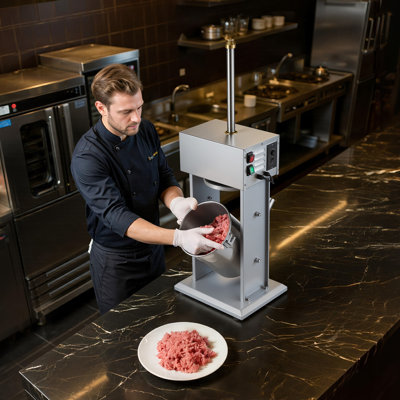 Poussoir à saucisses électrique, 10 L / 22 LBS, remplisseur de viande vertical avec vitesse réglable en continu, pédale et 4 tubes de remplissage, machine à poussoir à saucisses en acier inoxydable