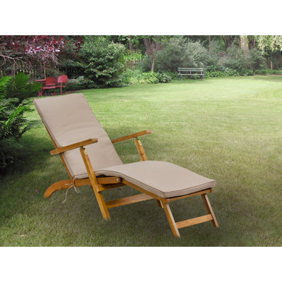 Salinas Patio Chair Lounge - Outdoor Acacia Wood Sunlounger Chair for Poolside, Deck, Lawn, 59x21x35 Inch, Natural Oil