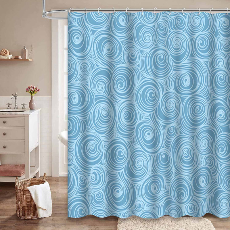 Rideau de douche imperméable abstrait bleu avec 12 crochets Ocean Waves, L 72 po x l 72 po