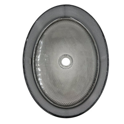 Decorative 20" Oval Crystal Black Vessel Sinks With 36" White Base