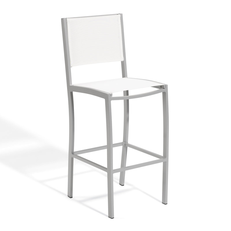 Travira Outdoor 3 - Piece Bar Height Dining Set, Tekwood Natural, White Performance