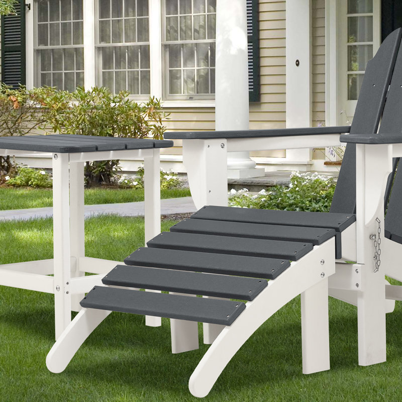 Repose-pieds d'extérieur Kaydi Adirondack, Gris / blanc