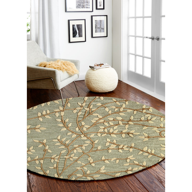 Armelinda Floral Hand Woven Wool Area Rug, Round 8'